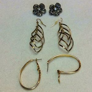 FINAL SALE PRICE Avon Floral & Golden Hoops and Whirligig Earrings
